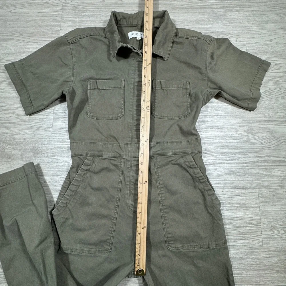 Celebrity Pink Women Jumpsuit Uniform Green Small Short Sleeve Utility Coverall - Picture 4 of 11